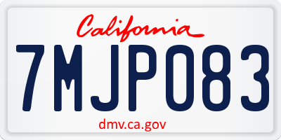 CA license plate 7MJP083