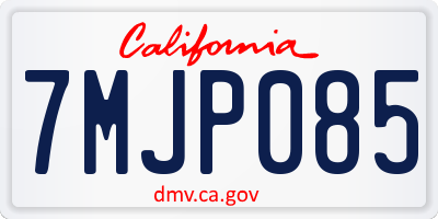 CA license plate 7MJP085