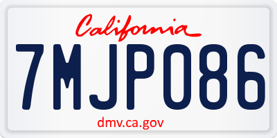 CA license plate 7MJP086