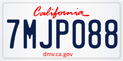 CA license plate 7MJP088