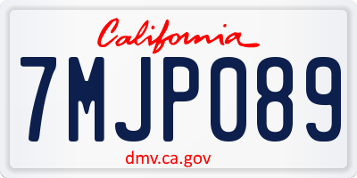 CA license plate 7MJP089