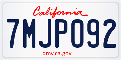 CA license plate 7MJP092