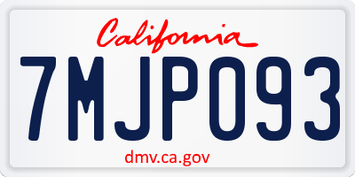 CA license plate 7MJP093