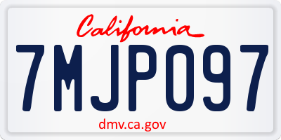 CA license plate 7MJP097