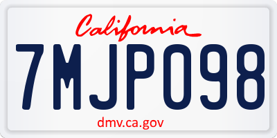 CA license plate 7MJP098