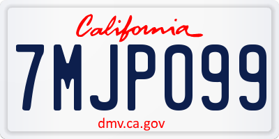 CA license plate 7MJP099