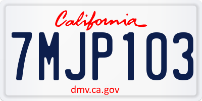 CA license plate 7MJP103