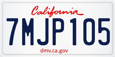 CA license plate 7MJP105