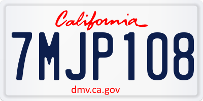 CA license plate 7MJP108