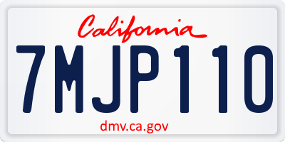 CA license plate 7MJP110