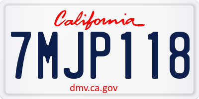 CA license plate 7MJP118