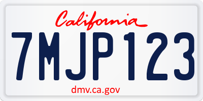 CA license plate 7MJP123