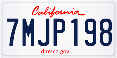 CA license plate 7MJP198