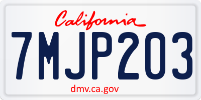 CA license plate 7MJP203