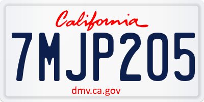 CA license plate 7MJP205