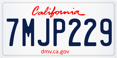 CA license plate 7MJP229