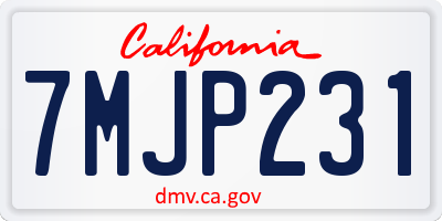 CA license plate 7MJP231