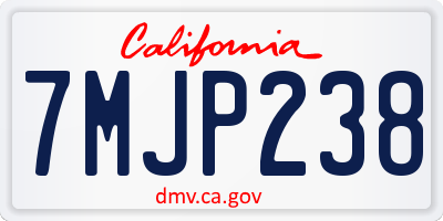 CA license plate 7MJP238