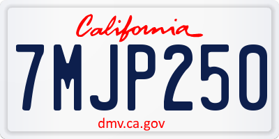 CA license plate 7MJP250