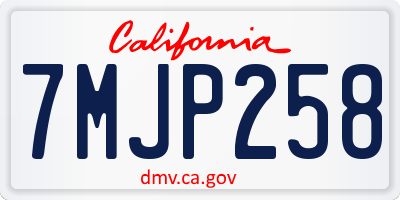 CA license plate 7MJP258