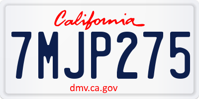 CA license plate 7MJP275