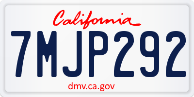 CA license plate 7MJP292