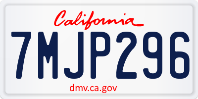 CA license plate 7MJP296