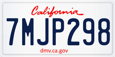 CA license plate 7MJP298