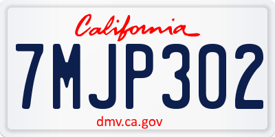 CA license plate 7MJP302