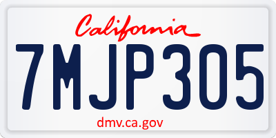 CA license plate 7MJP305