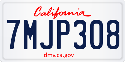 CA license plate 7MJP308