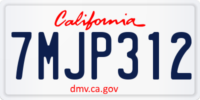 CA license plate 7MJP312