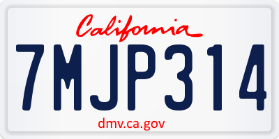 CA license plate 7MJP314