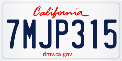 CA license plate 7MJP315