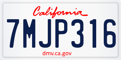 CA license plate 7MJP316