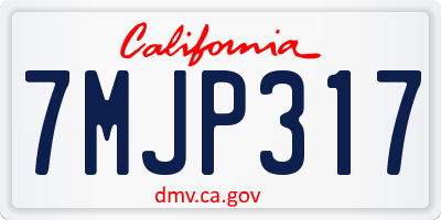 CA license plate 7MJP317