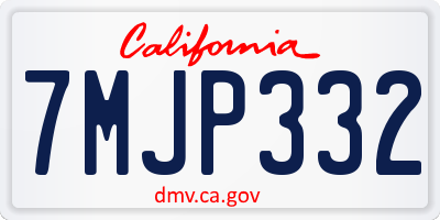 CA license plate 7MJP332