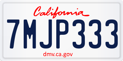 CA license plate 7MJP333