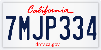 CA license plate 7MJP334