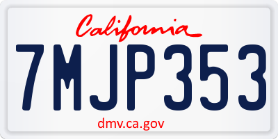 CA license plate 7MJP353