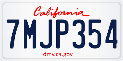 CA license plate 7MJP354