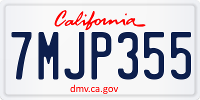 CA license plate 7MJP355