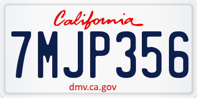 CA license plate 7MJP356