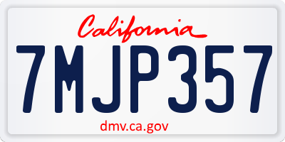 CA license plate 7MJP357