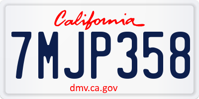 CA license plate 7MJP358