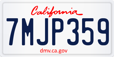 CA license plate 7MJP359