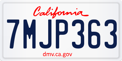 CA license plate 7MJP363