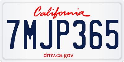 CA license plate 7MJP365