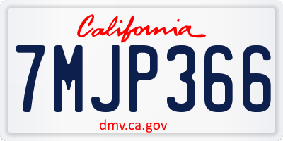 CA license plate 7MJP366