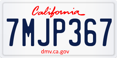 CA license plate 7MJP367